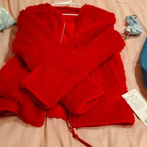 Red.luluemon sherpa full zip